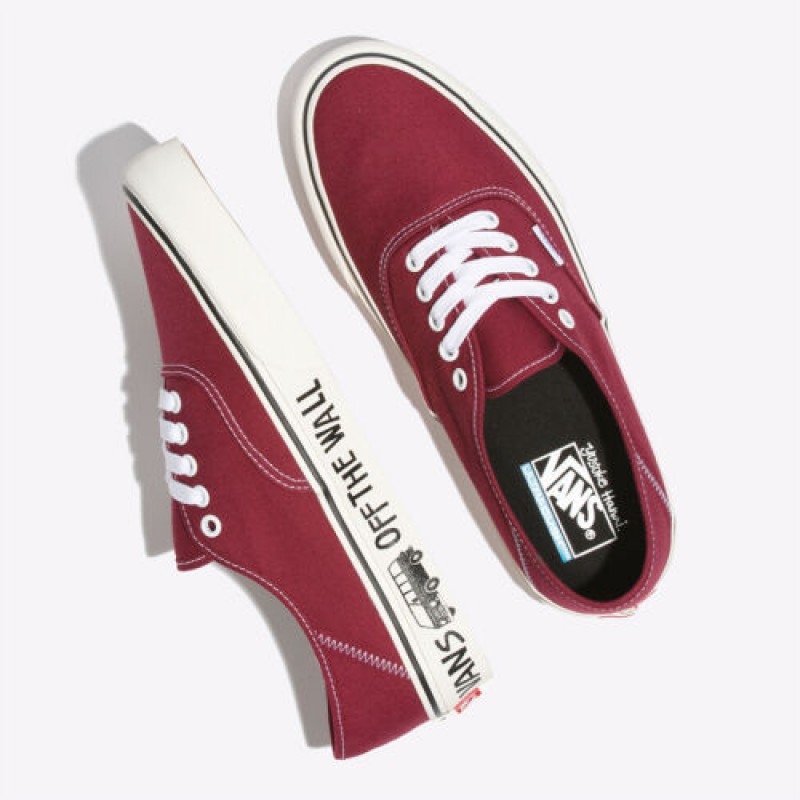 Vans X Yusuke Hanai Authentic SF Skate Sneakers Burgundy 